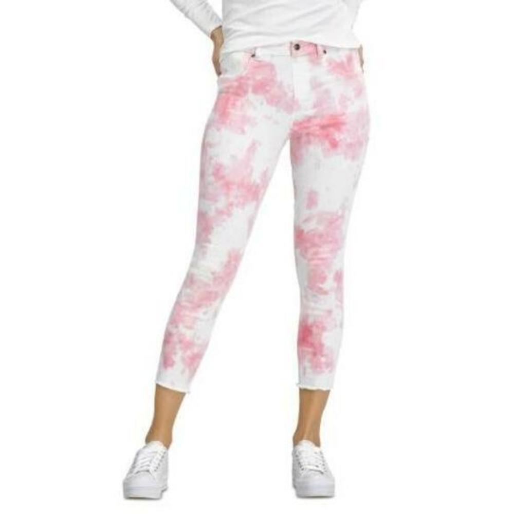 HUE Denim Leggings Pink White Tie Dye Skimmer Pants XS